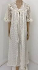 Vintage Irene XS-S / 8-10 Bridal Nightie Negligee Set White Nylon Floral Lace