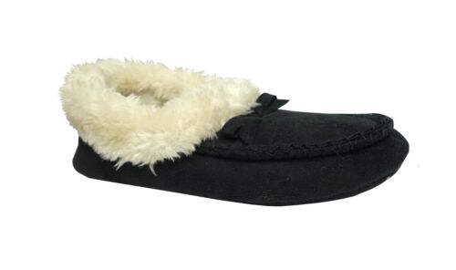 Nuovo mocassino donna lusso scarpa pantofola pelliccia sintetica con suola in gomma interna/esterna - Foto 3 di 7