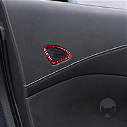 Cubierta de moldura de altavoz interior de fibra de carbono roja para Chevrolet Corvette C7 - Imagen 7 de 12
