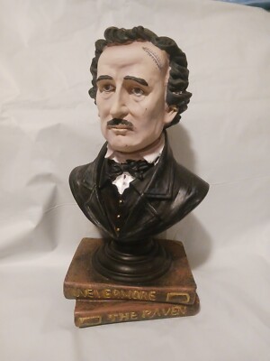 Edgar Allan Poe Bust Halloween Statue The Raven Nevermore Ashland