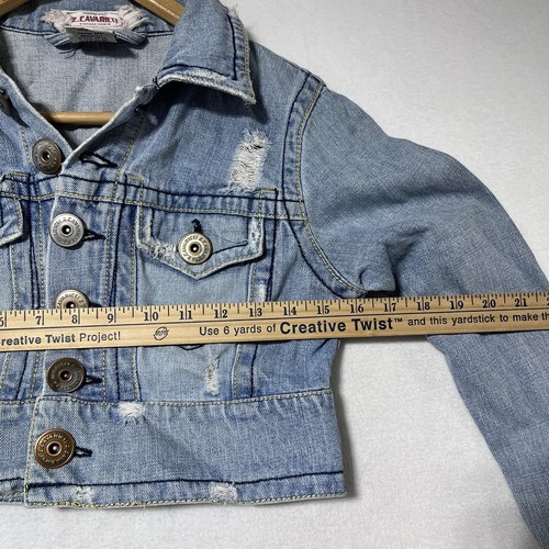 Z.Cavaricci Vintage 80’s Cropped Distressed Light Wash Denim Jacket Sz S Grunge - Picture 6 of 9