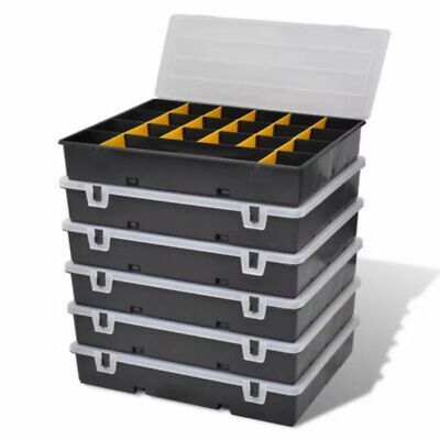 6Pc Stackable Tool Storage Bin Plastic Sort Box Portable Organizer Case ...
