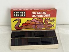 Vintage Halsam Double Nine Dragon Dominoes Wood in Box No. 920 55 Pcs Complete