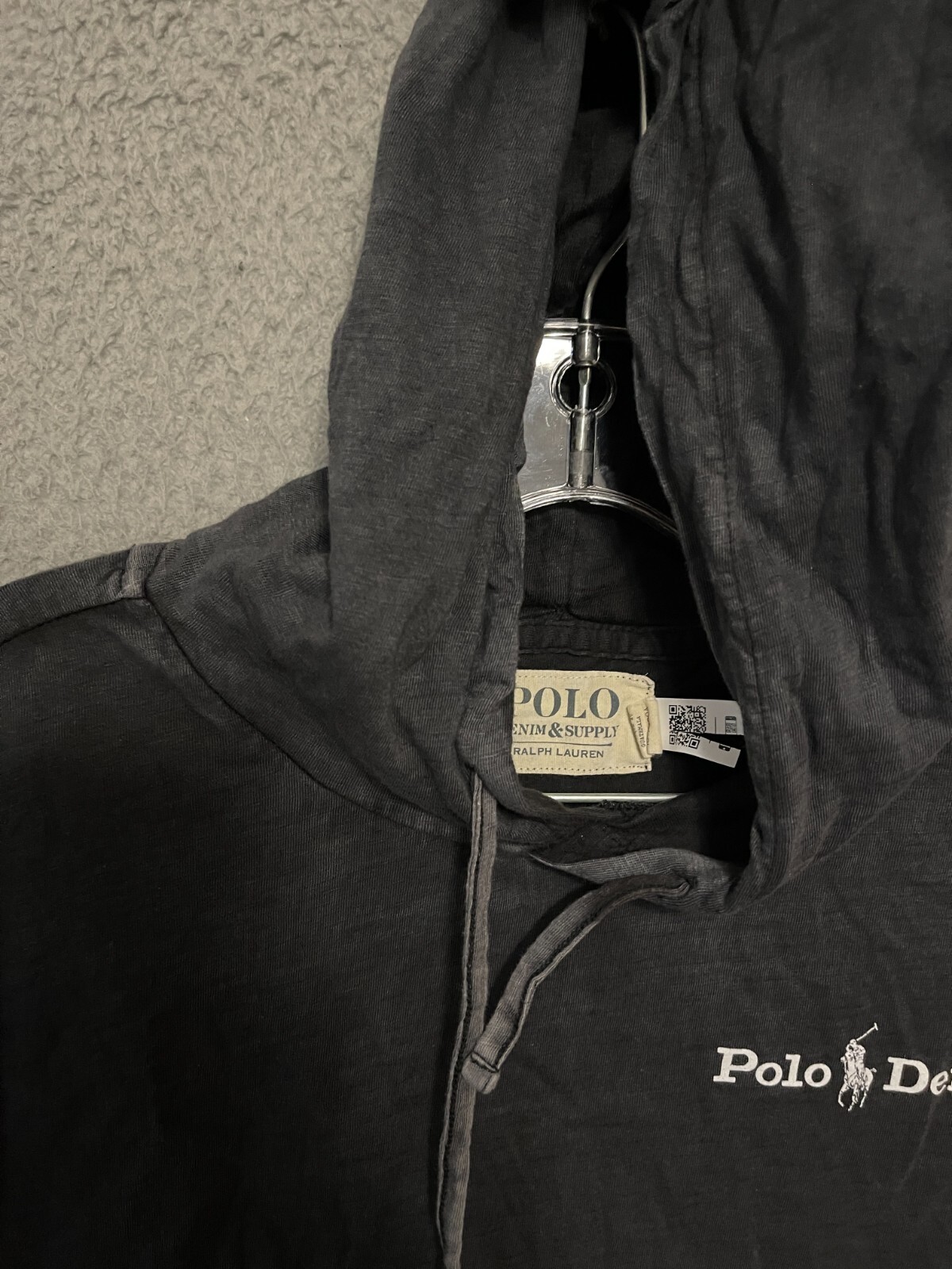 Polo Ralph Lauren Denim Supply felpa con cappuccio uomo grande nera leggera pony