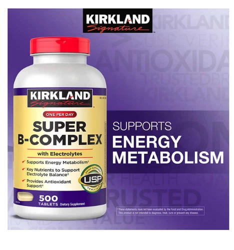 Kirkland Signature Super B-Complex with Electrolytes, 500 Tablets Exp 01/2027
