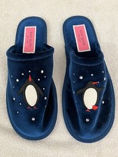 NWOT NEW Kate Spade Blue velvet Slipper Jolie Winter Penguins rhinestone 9.5