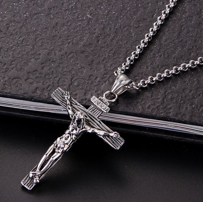 Collier Croix Chrétien Femme Pendentif Croix Chrétienne Chrétien En Acier Inoxydable - Pendentif Crucifix Homme/Femme - Chaîne Vénitienne - Or Collier Croix Pendentif Croix En Argent