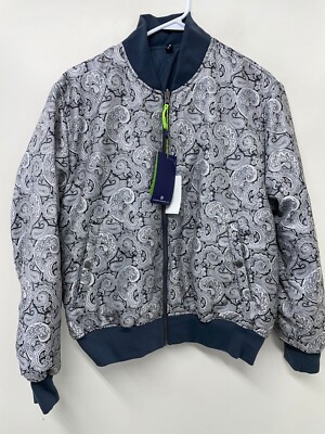 Society of Threads Mens L Reversible Jacket Paisley Gray Bomber
