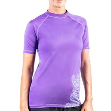 KANU SURF WOMEN'S BREEZE UPF 50 RASHGUARD WORKOUT TOP WOMEN - SIZE L - PURPLE