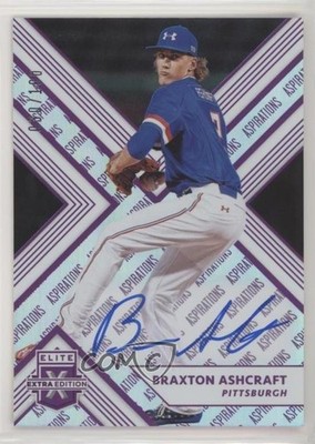 2018 Elite Extra Edition Aspirations Purple /100 Braxton Ashcraft #50 Auto 07vd