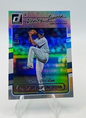 #110 Kenley Jansen 2017 Donruss  #/67 Season Stat Line LA Dodgers Refractor