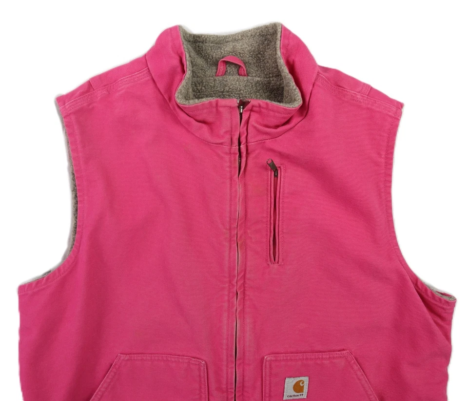 Chaleco CARHARTT WV001 Para Mujer XL Rosa Pato Sherpa Forrado Calce Suelto Foto 3 de 4
