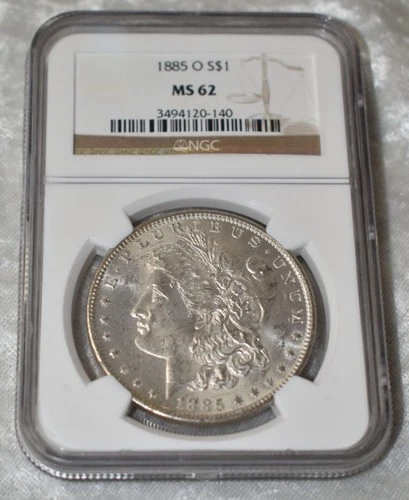 1885 O MORGAN 90% SILVER $1 DOLLAR NGC CERTIFIED MS 62 MS62 NEW ORLEANS US COIN
