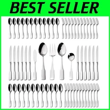 Kate 65-Piece Stainless Steel Flatware Set, Service for 12