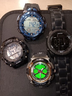 Lot of 4 Armitron Pro Sport Men s Watches Ana-Digi - (Tested/Working) No Straps