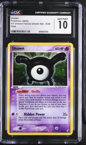 CGC 10 GEM MINT Unown 2005 EX Unseen Forces Unown Set X/28 Holo Pokemon Card