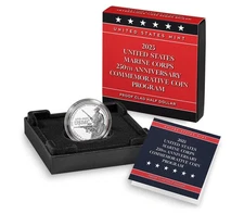 U.S. Marine Corps 250th Anniversary 2025 Proof Half Dollar. Includes Box and COA