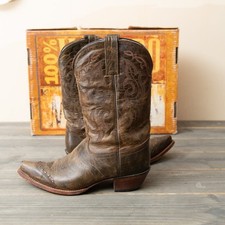 Tony Lama Women's Leather Cowboy Boots Sierra Goldrush Sz 8B Brown