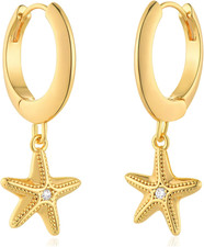 Gold Heart Hoop Earrings Huggie Earrings for Women 14K Gold Plated Small Hoops E