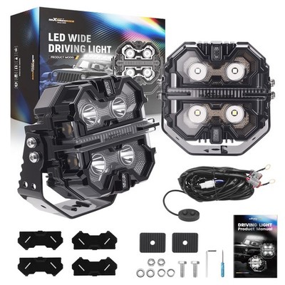 5'' 212W LED Driving Lights Spot Beam RGB DRL For ATV UTV SUV 4X4 Offroad White