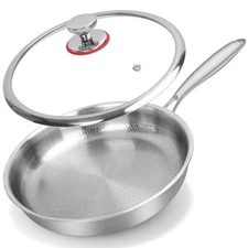 Titanium Hammered Pan Pro with Lid - 11.02 Inch Titanium Non Stick Frying Pan |