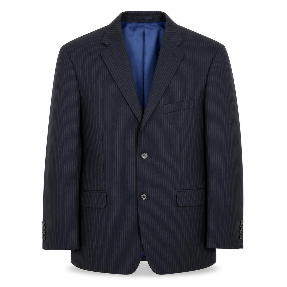 Charlton Gray Mens Jacket Suit Jacket Size 44 Blue Striped Short