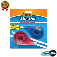 BIC Wite-Out EZ Correct Correction Tape, 39.3 Ft, 2-Pack, Tear-Resistant