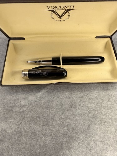 Penna Roller Collezione Visconti Rembrandt Nero Argento Giri Bellissima Penna - Foto 10 di 10