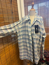 Thunder Mens Blue/White Plaid Flannel Cotton ...