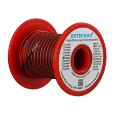 BNTECHGO 22 Gauge Silicone Wire Spool Red and Black Each 50ft 2 Separate Wire...