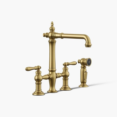 #ad Kohler Artifacts K 76519 4 2MB Widespread Bridge Kitchen Faucet Moderne Brass $899.99