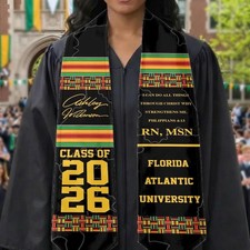 Personalized Kente Graduation Stole 2026, African American RN Graduation Sash Cu