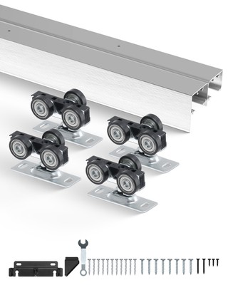 VEVOR Bypass Door Hardware 6ft Bypass Closet Door Track Kit for 2 Door System