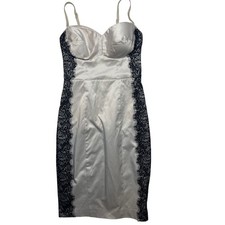 Guess Black Lace Trim Satin Sheath Dress Size 4 Cocktail Party Y2K hoco 90's