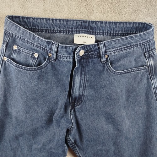 YoungLa Jeans Mens Mens 32Rx28 Blue Model 609 Baggy Straight Dark Wash Denim - 第 4/12 張圖片