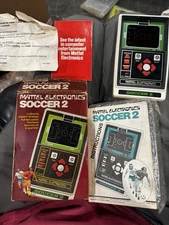 Vtg Mattel Electronic Soccer 2 Handheld Tabletop  Video game Compete W Box BLHN
