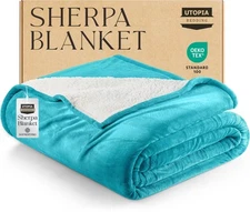 Sherpa Blanket King Size (Turquoise, 90x102 Inches) - Soft Lightweight Plush ...