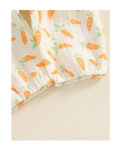 Baby Mädchen Ostern Karottenmuster Stirnband Langarm Overall Strampler Gr. 0-3 Monate - Bild 6 von 6