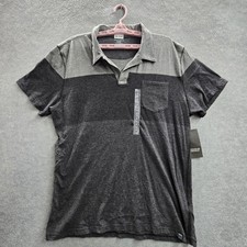 DKNY Jeans Men Polo XL Gray Colorblock M2540001 Button Short Sleeve NWT