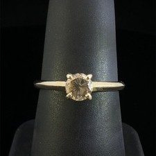 14K Yellow Gold Round Solitare Champage Diamond Ring .53ct Size 7 WCP036043 