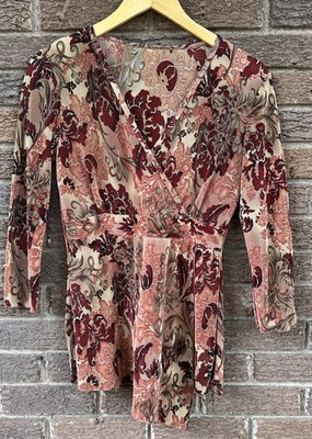 Vintage 90s brown red 70s vibe witchy Stevie Nicks asymmetrical top size small