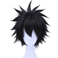 Hair Cap Black Spiky Wig Men Short Black Anime Wig Cosplay Spiked Hair Wigs
