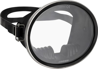 Cressi Classic Retro-Style Freediving Mask - Oval Tempered Glass Lens - Black 