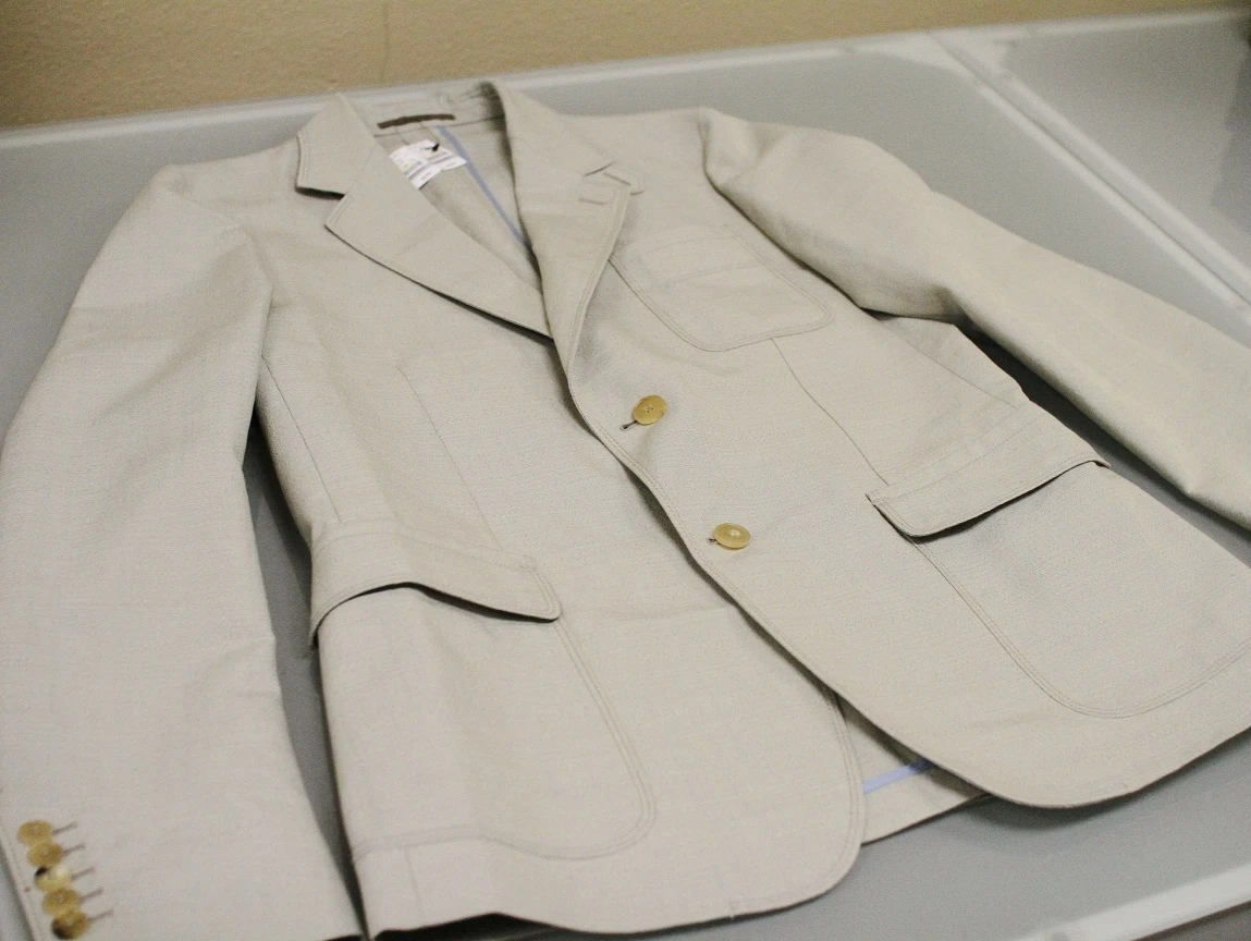 $1740 Nuovo Cappotto Giacca Uomo GUCCI Blazer 48R US 38R Beige Blu 256516