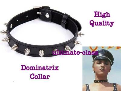 Dominatrix Collar Femdom Women s Choker Black Necklace with Sexy Silver Spikes 