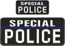 SPECIAL POLICE  EMB PATCH 4X10 AND 2X5 HOOK ON BACK  BLK/WHITE