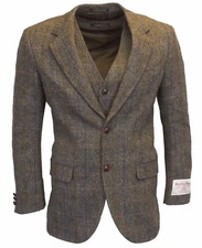 Walker & Hawkes - Mens Classic Scottish Harris Tweed Overcheck Country Blazer