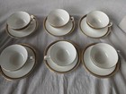 MTK Tohki Japan Porcelain Blue China Plate Gold Trim Set of 6 teacups saucers — photo 2