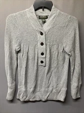 Eddie Bauer Womens Gray Angora 1/2 Button High Collar Pullover Sweater L