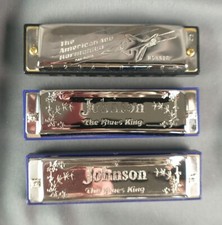 Hohner, Johnson 3 Harmonicas With Boxes C021